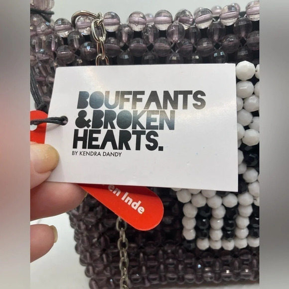 BOUFFANTS & BROKEN HEARTS Kendra Dandy Hand-Beaded Artisan Skull Bag NEW NWT - Picture 2 of 16